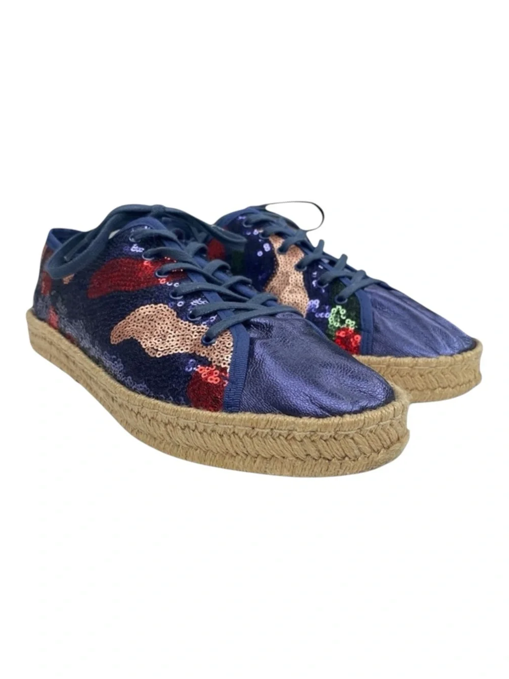 Ibizas ༄ Sequin Platform Espadrilles Lace Up Sneakers ༄ Navy Red Pink༄ 40 9 9.5